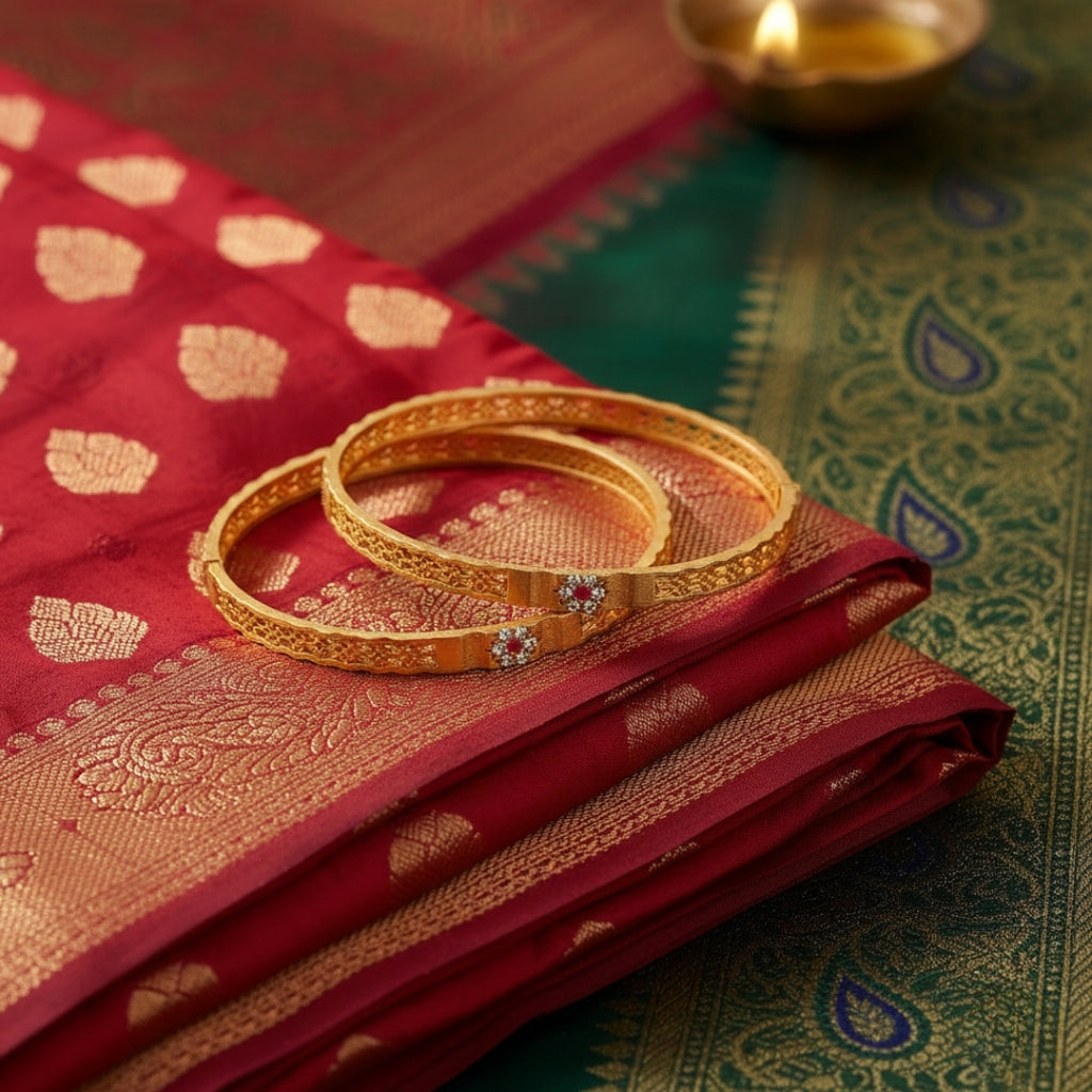 Gold Floral Lattice Bangles GB -2