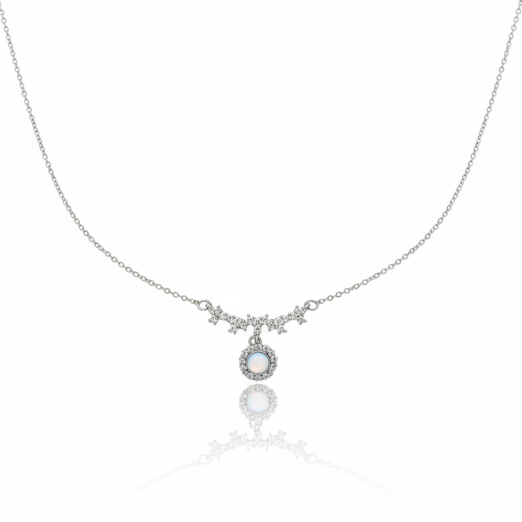 Halo Moonstone Pendant Necklace GWM -83