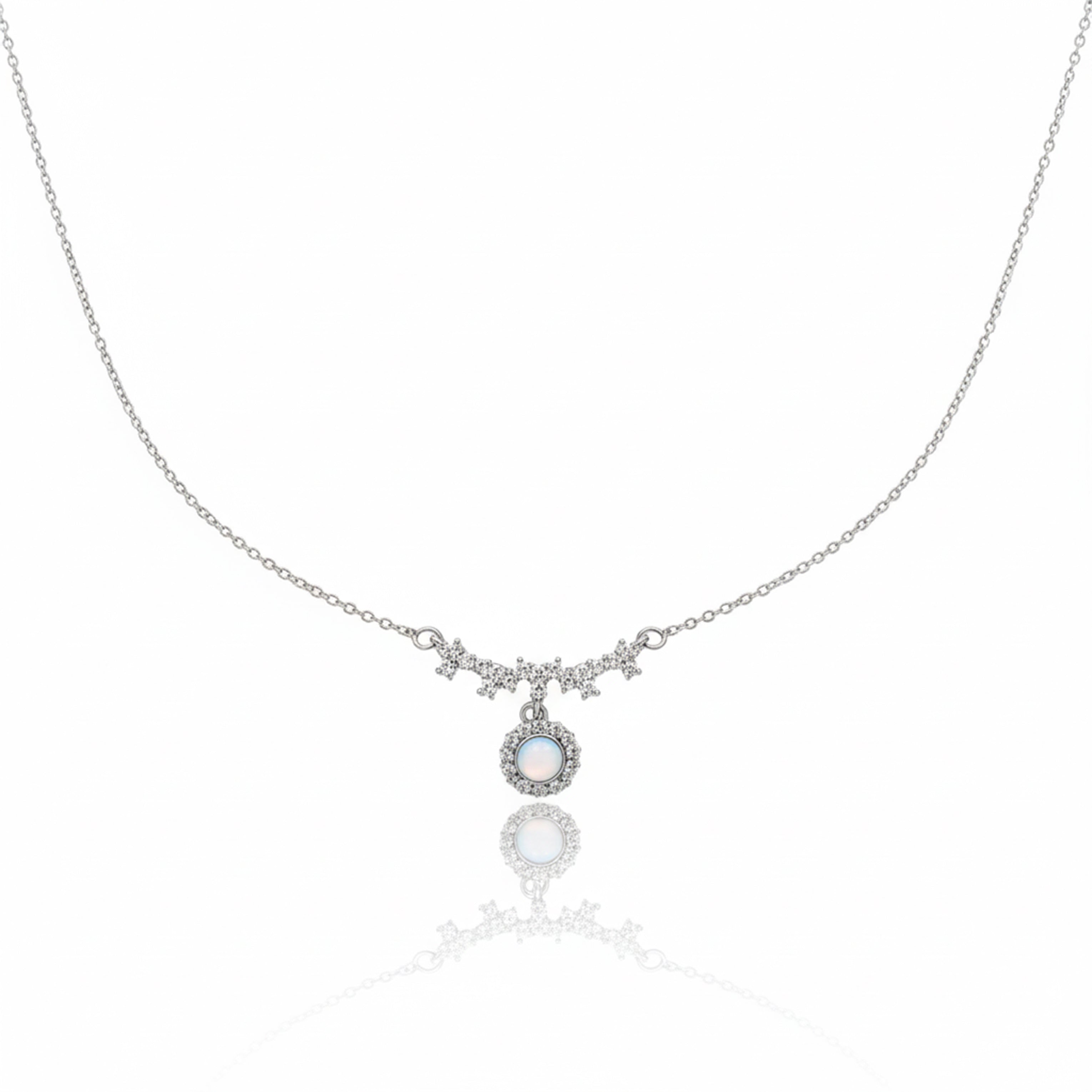 Halo Moonstone Pendant Necklace GWM -83