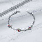 Multicolor Floral Accent Tennis Bracelet GWB -135