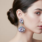 Lavender Floral Stone Drop Earrings GWE -244
