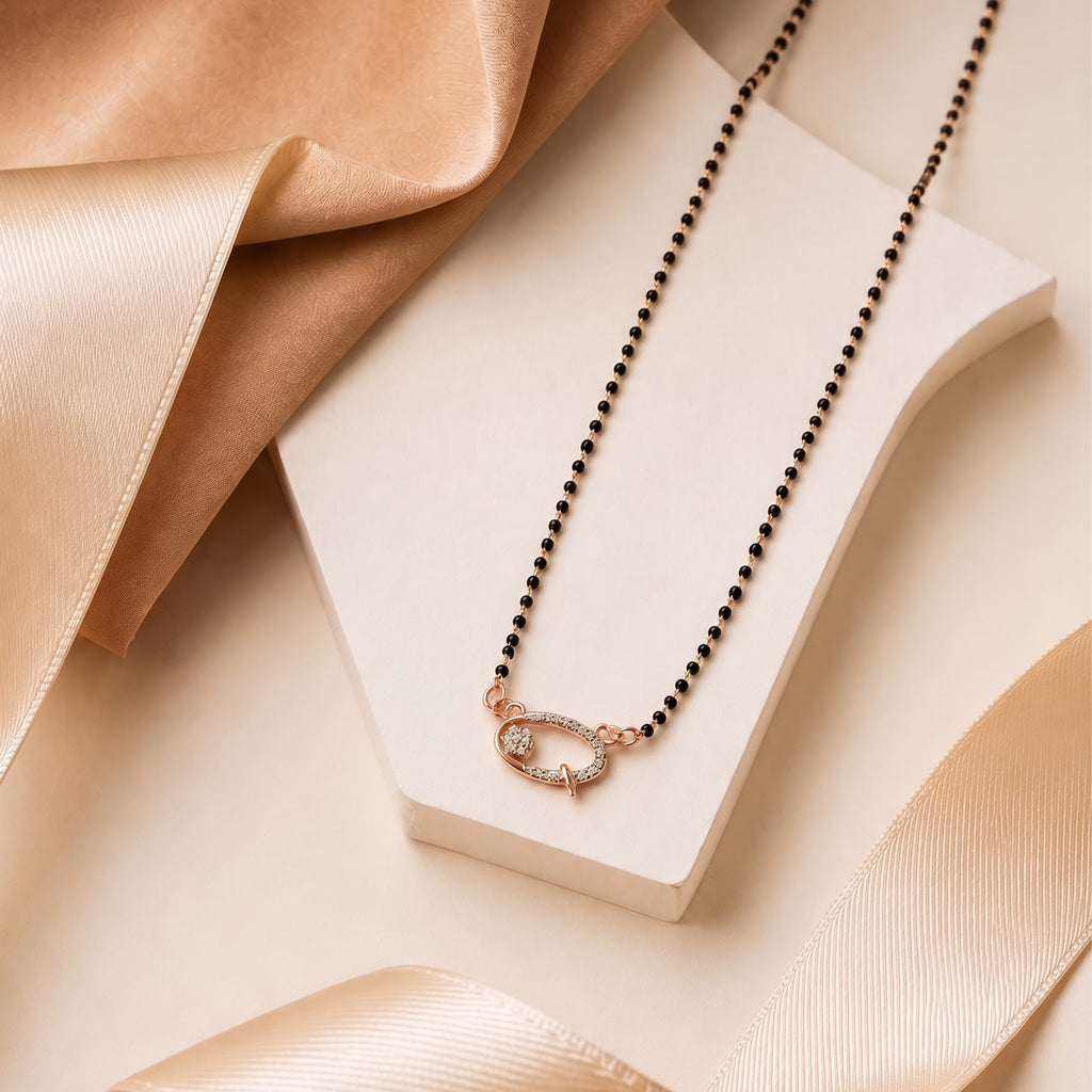 Rose Gold Oval Pendant Mangalsutra GM -59