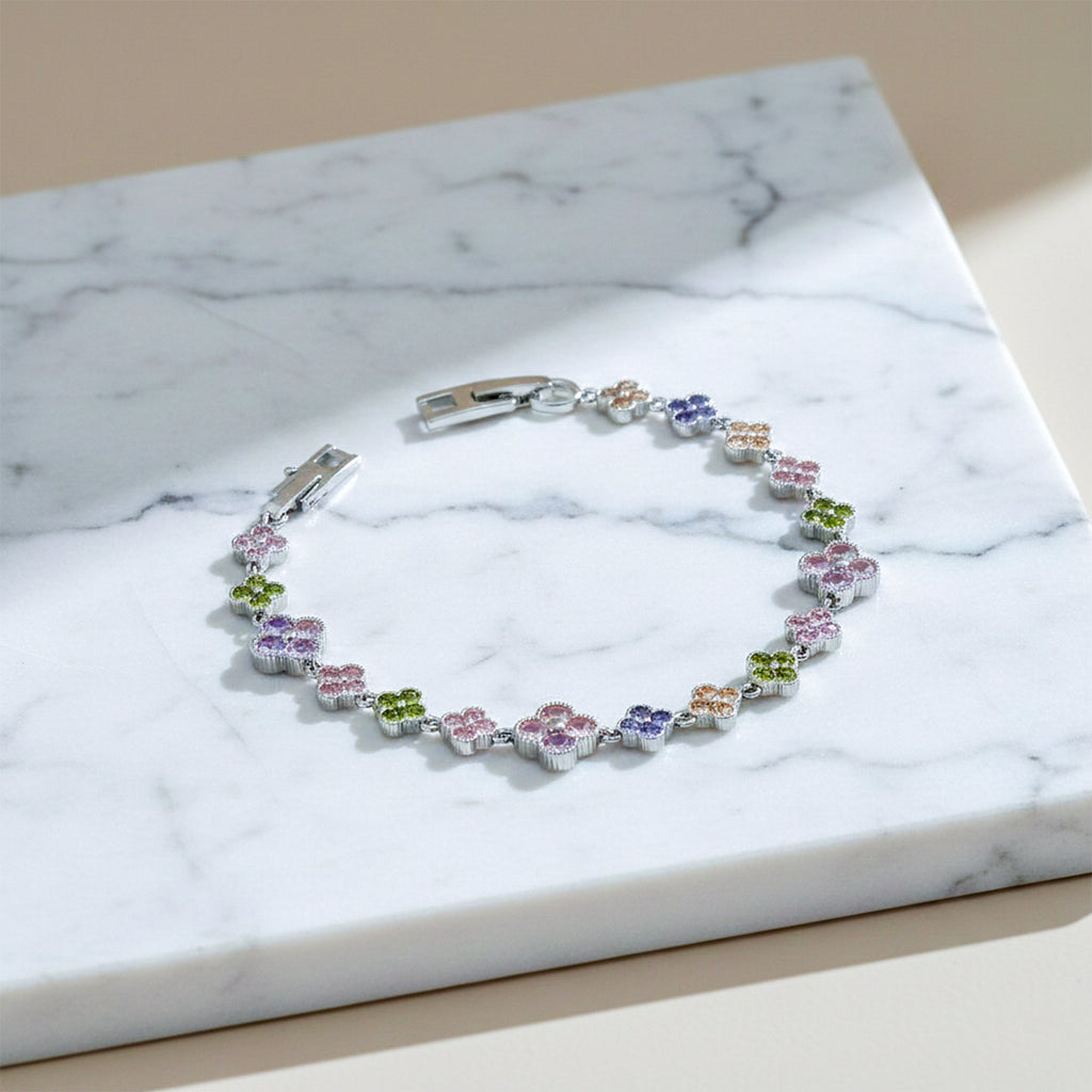 Multicolor Floral Tennis Bracelet GWB -131