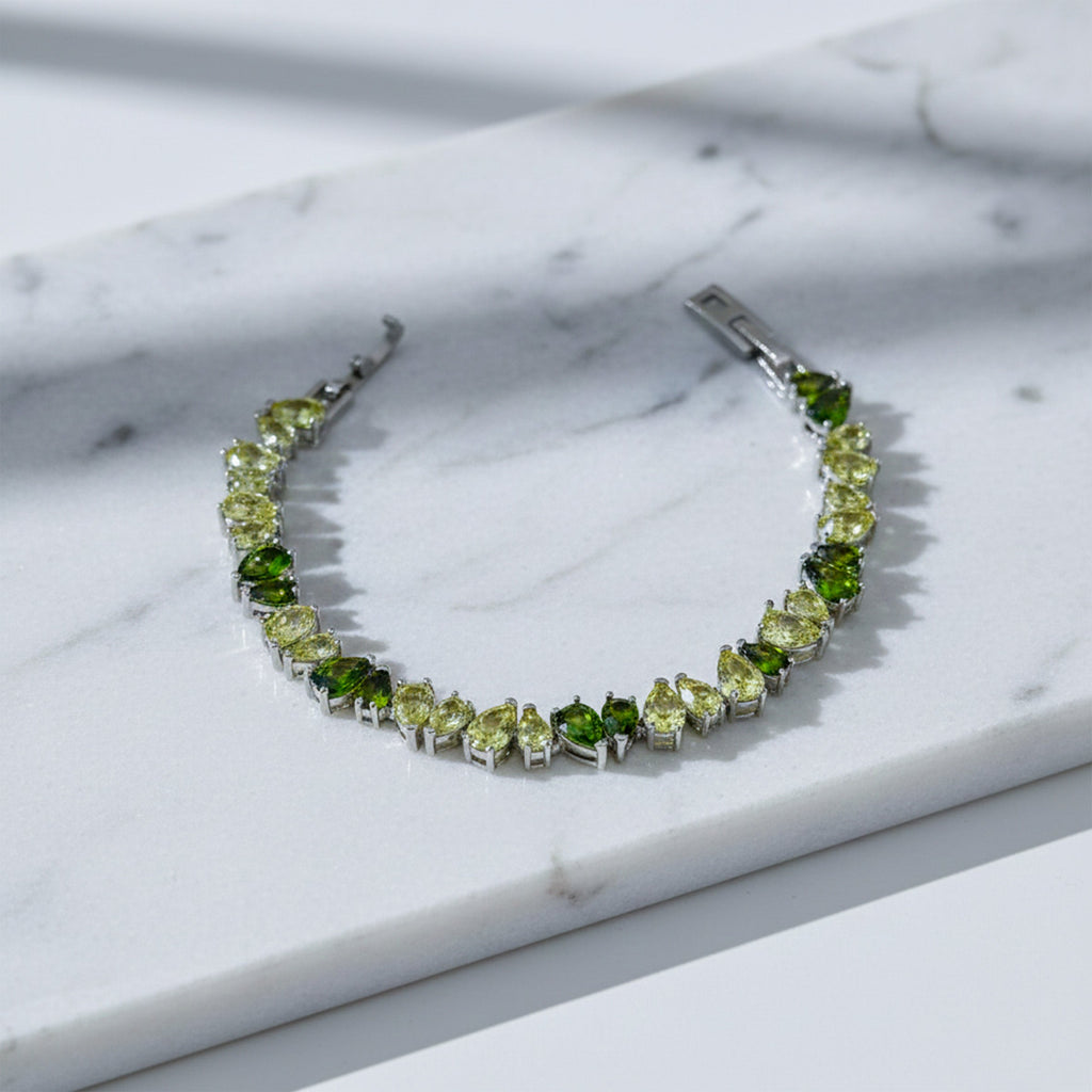 Silver Green Tennis Bracelet GWB -151
