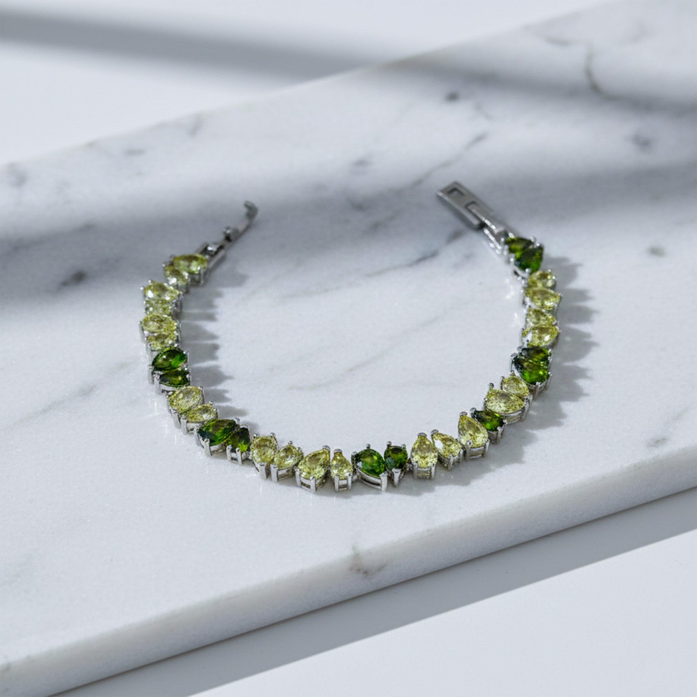 Silver Green Tennis Bracelet GWB -151