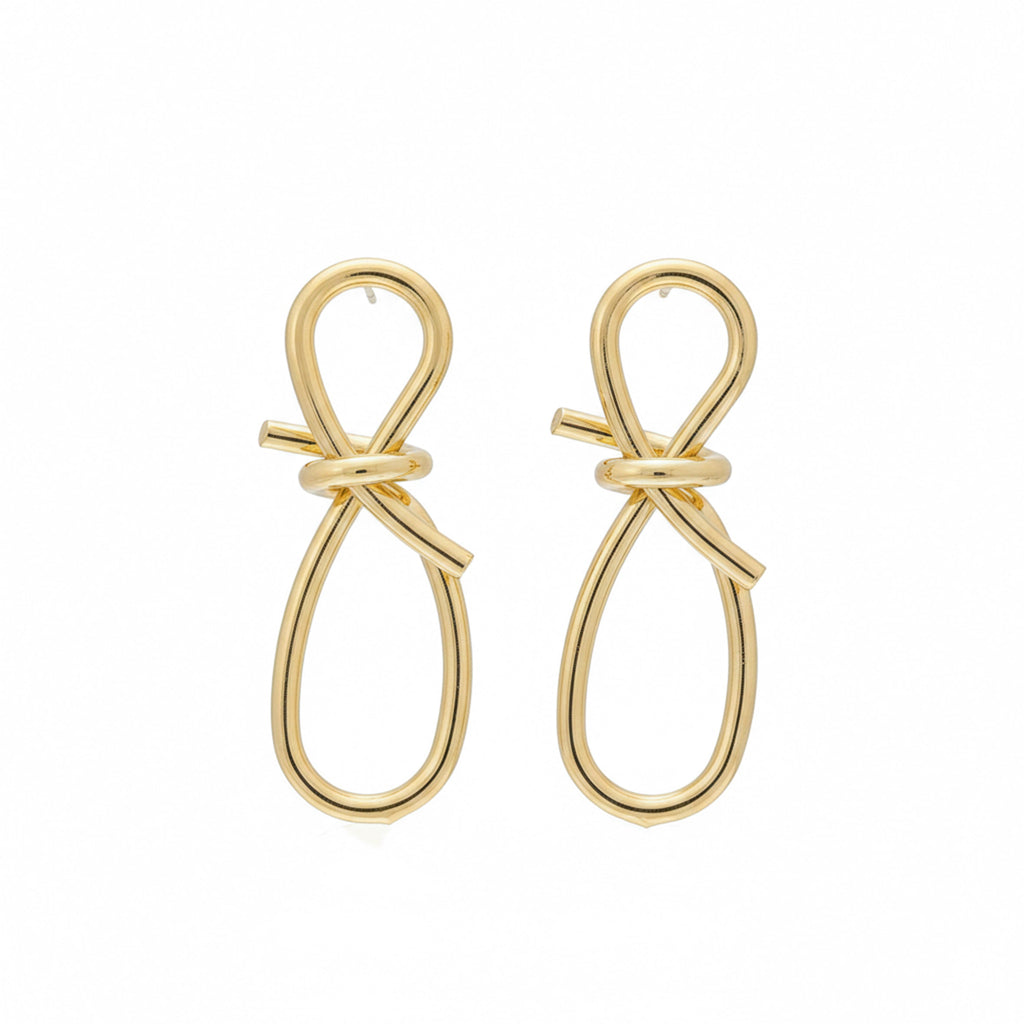 Ribbon Loop Luxe Gold Drop Earrings GWE -56