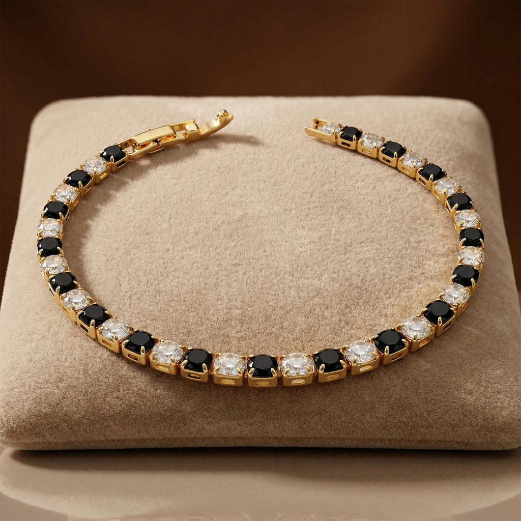 Black & Clear Crystal Tennis Bracelet GWB -78