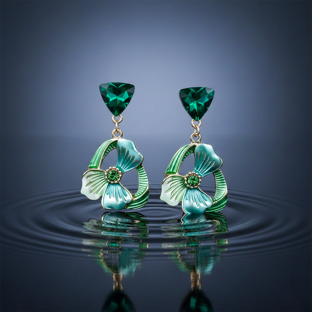 Emerald Floral Drop Earrings GWE -229