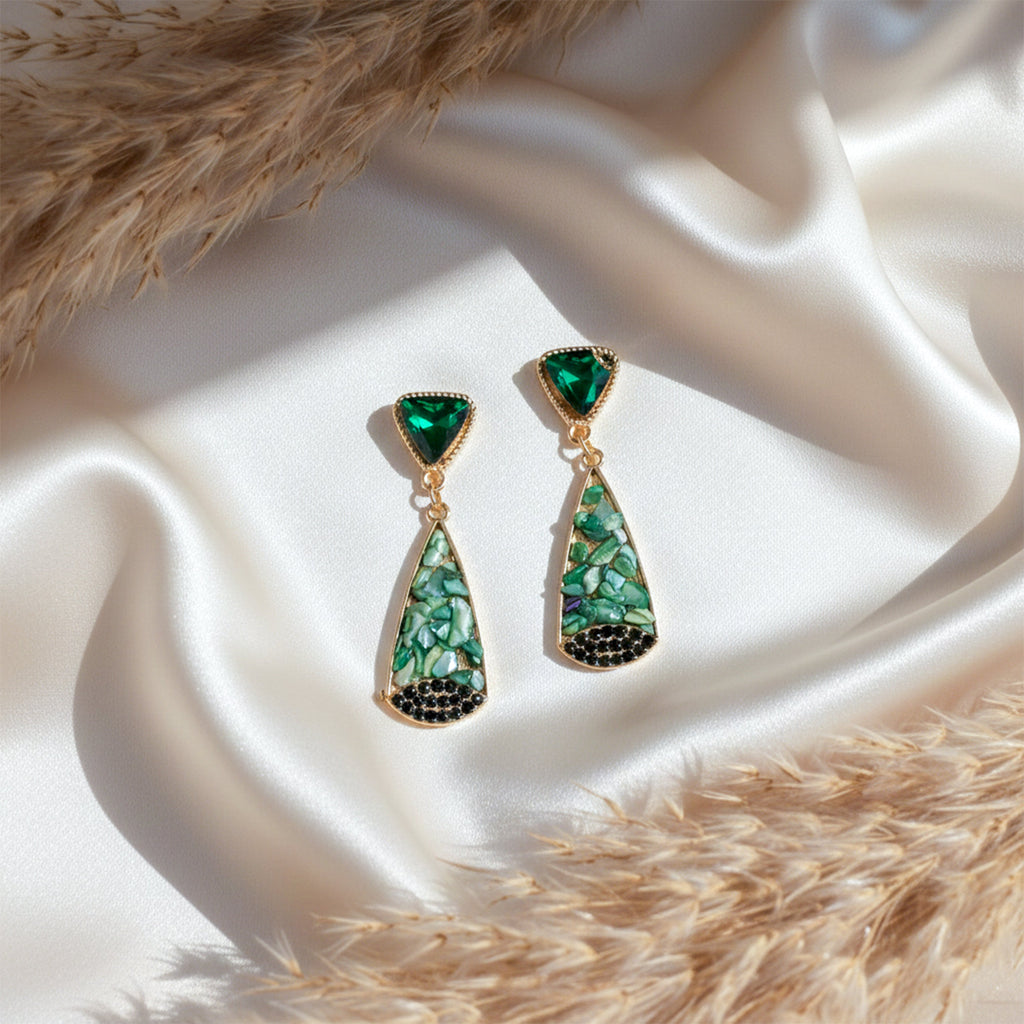 Emerald Mosaic Drop Earrings GWE -242