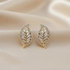 Crystal Leaf Stud Earrings GWE -138