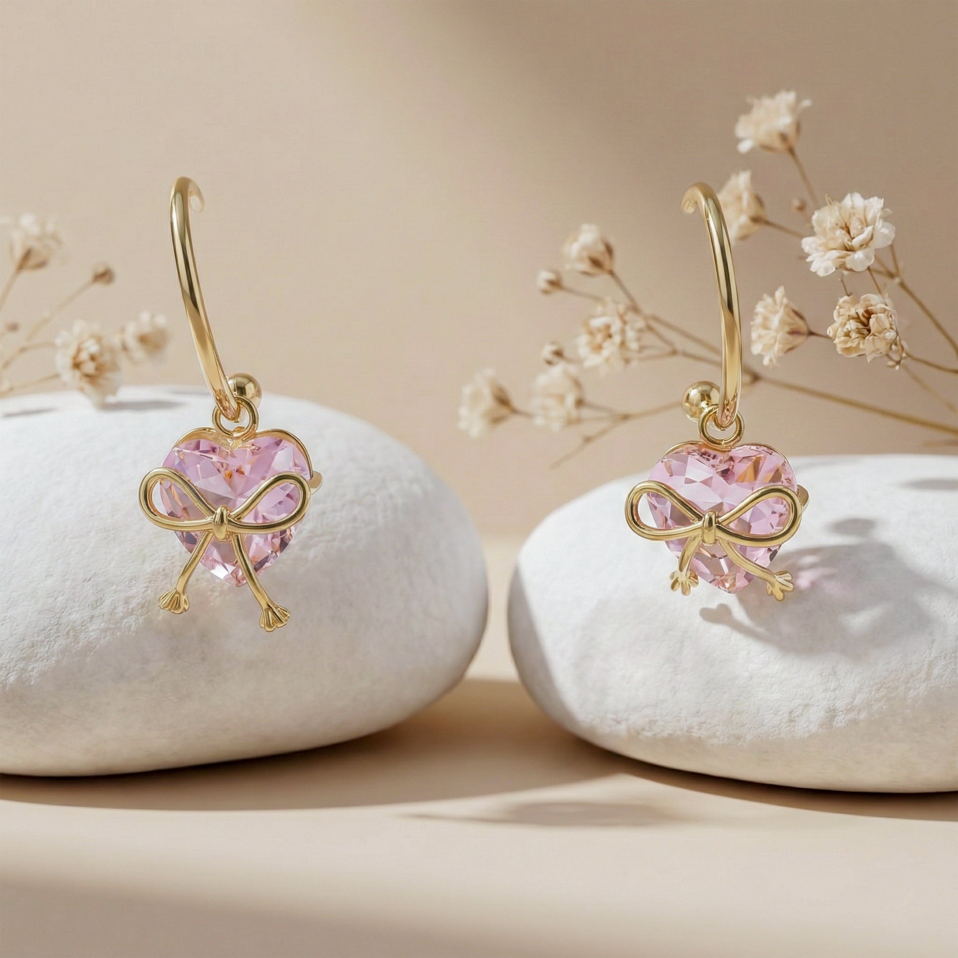 Heart Bow Hoop Earrings GWE -89