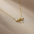 Gold Coquette Bow Women Necklace GWN -154