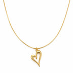 Golden Open Heart Charm Necklace GWN -62