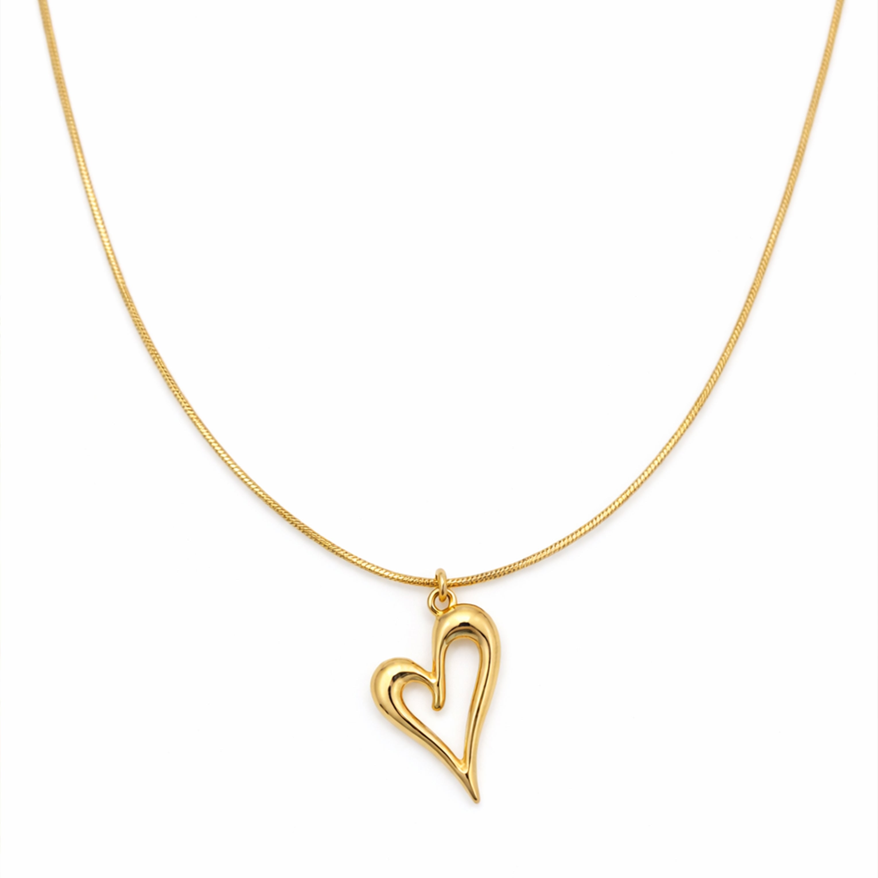Golden Open Heart Charm Necklace GWN -62