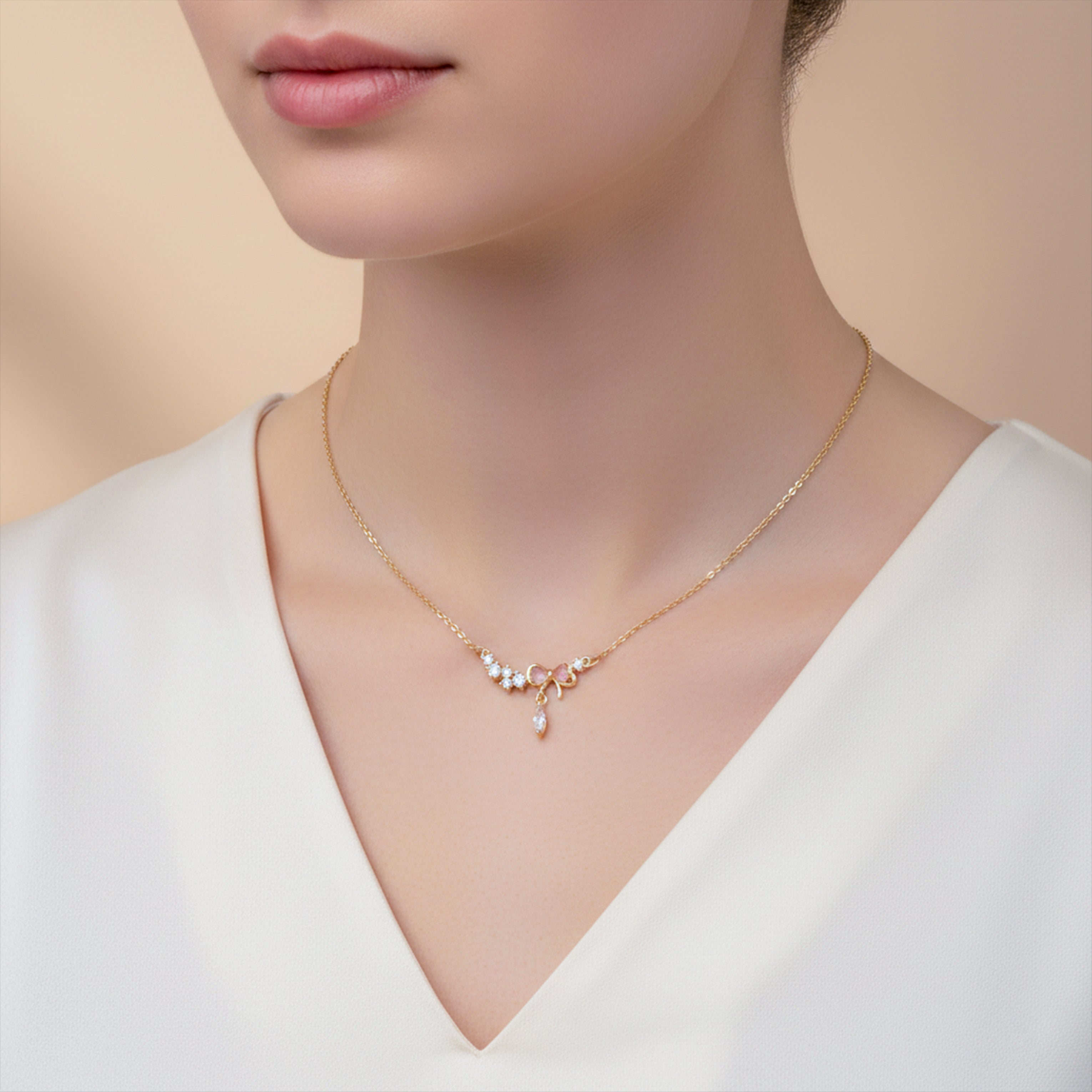 Bow Crystal Gold Anklet GWN -132