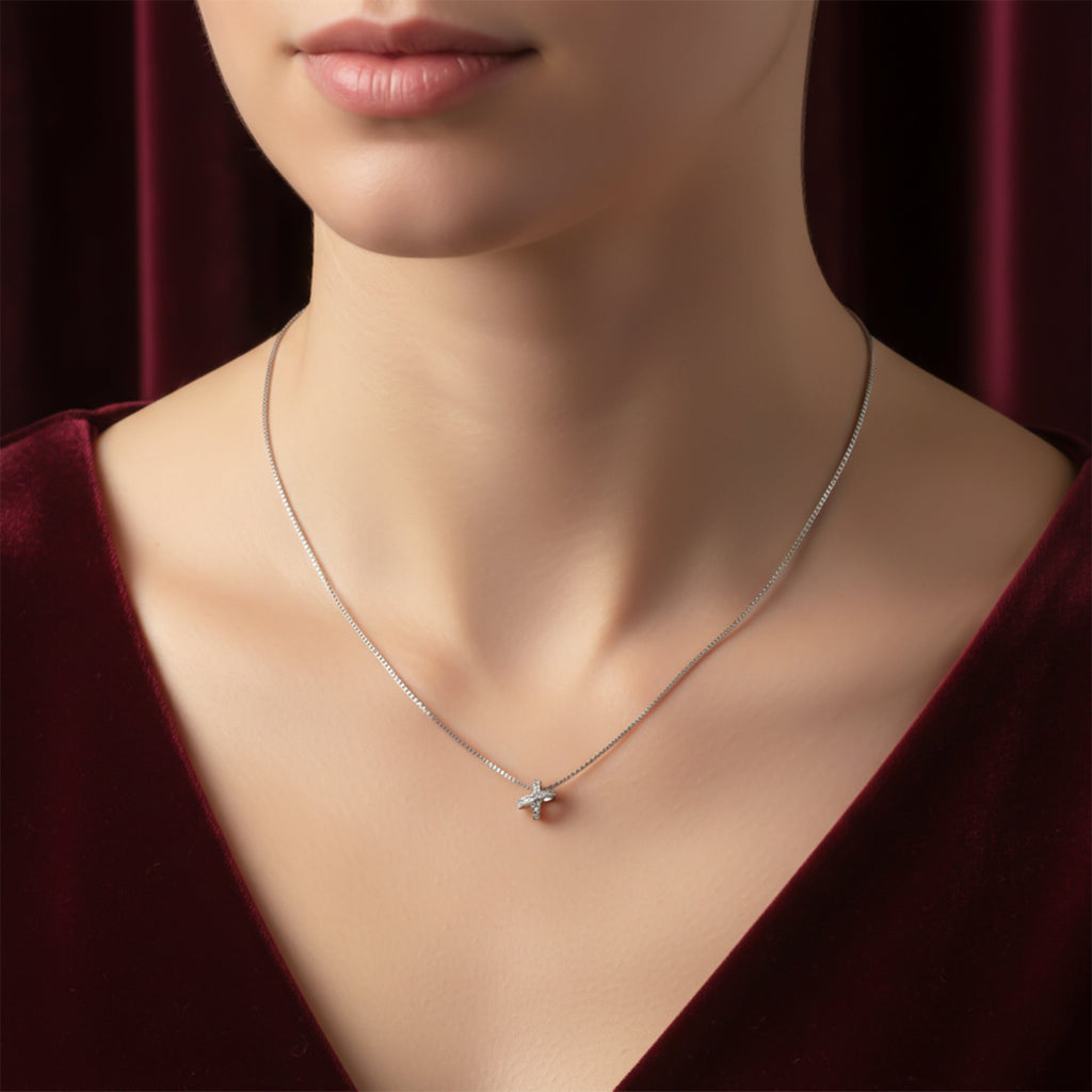 Silver Interlock Spark Pendant Necklace GWN -60