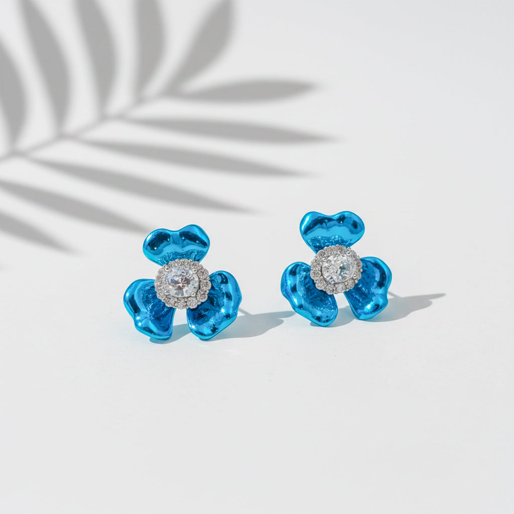 Blue Blossom Crystal Studs GWE -108