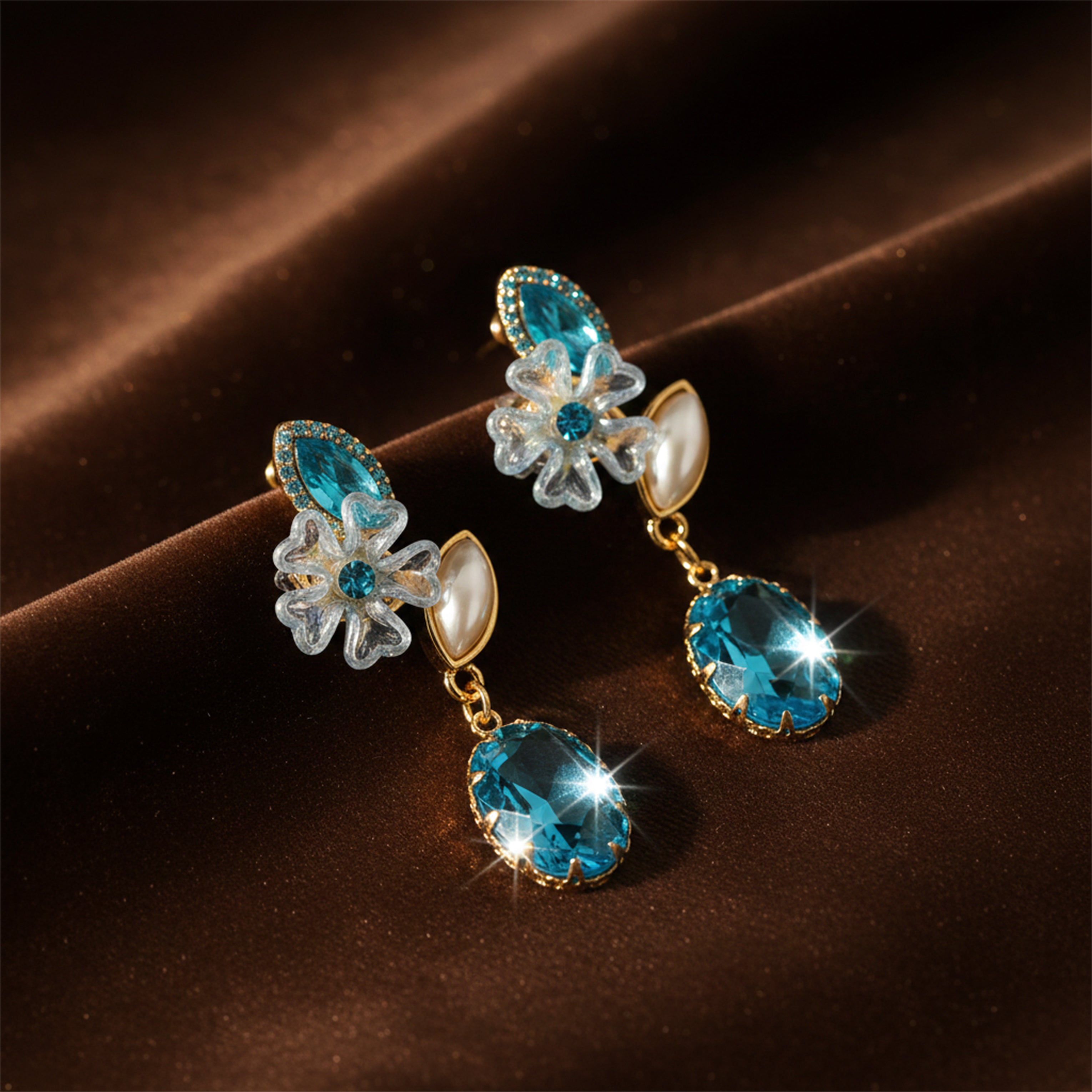 Aqua Blossom Earrings GWE -239