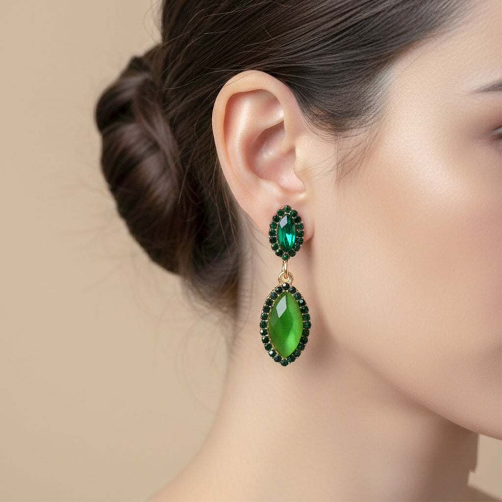 Emerald Green CrystaL Earrings GWE -201