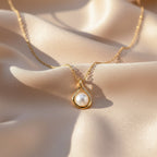 Golden Pearl Drop Necklace GWN -33