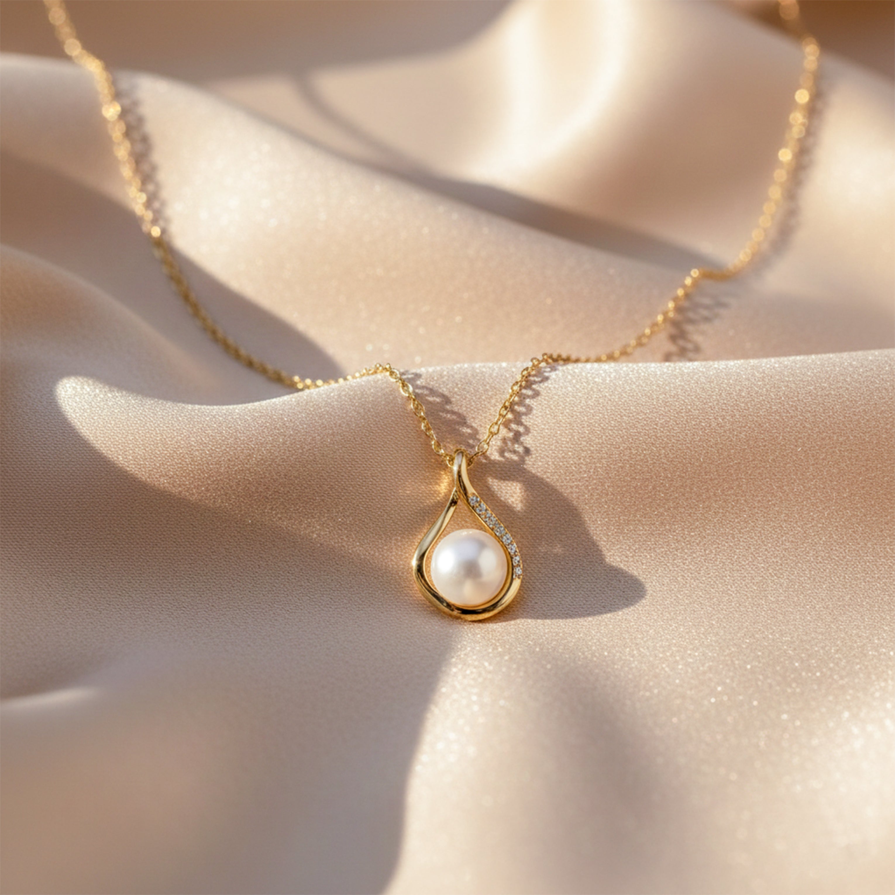 Golden Pearl Drop Necklace GWN -33