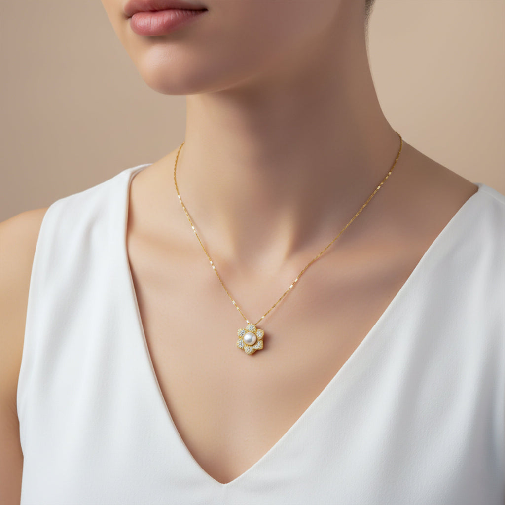 Golden Floral Necklace GWN -40
