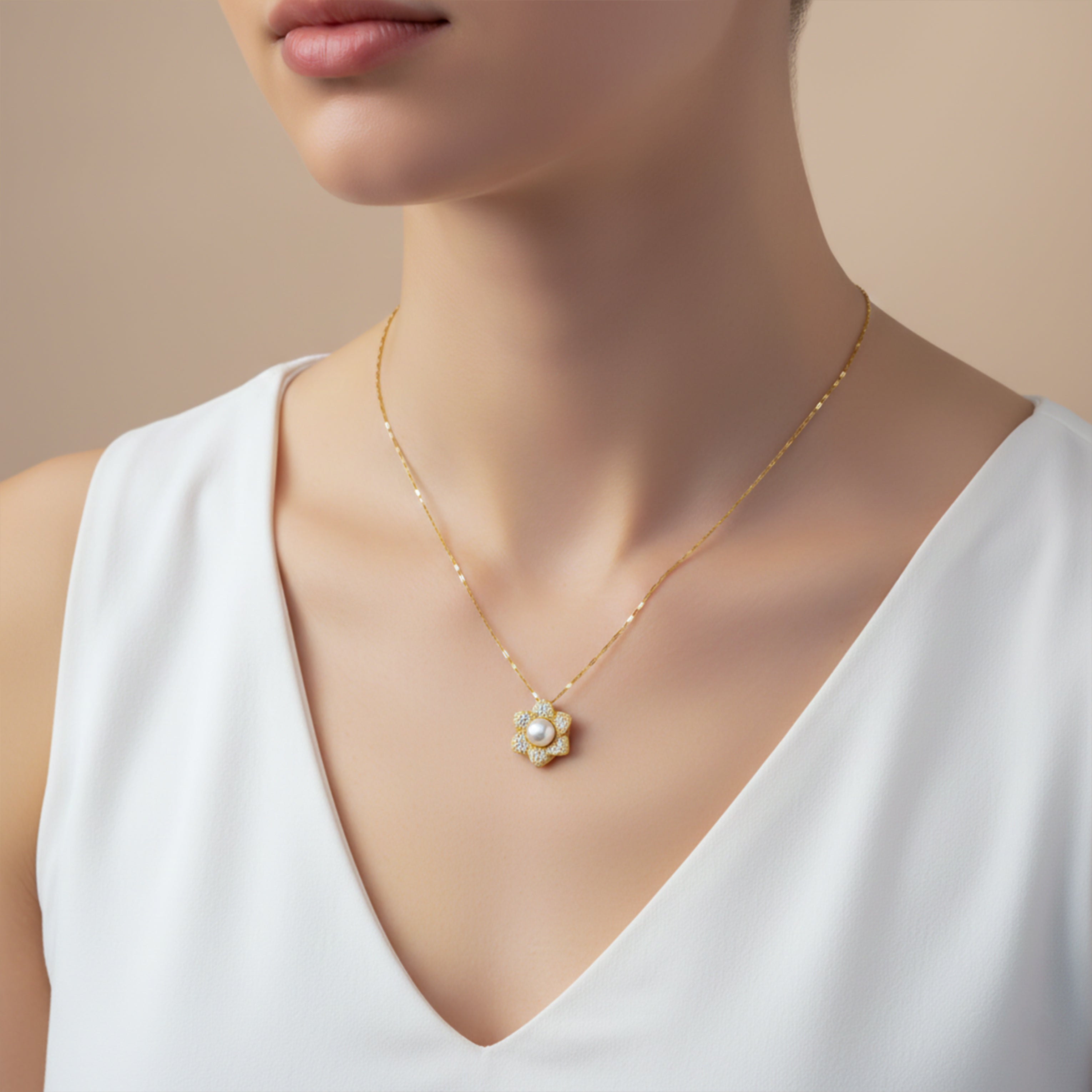 Golden Floral Necklace GWN -40