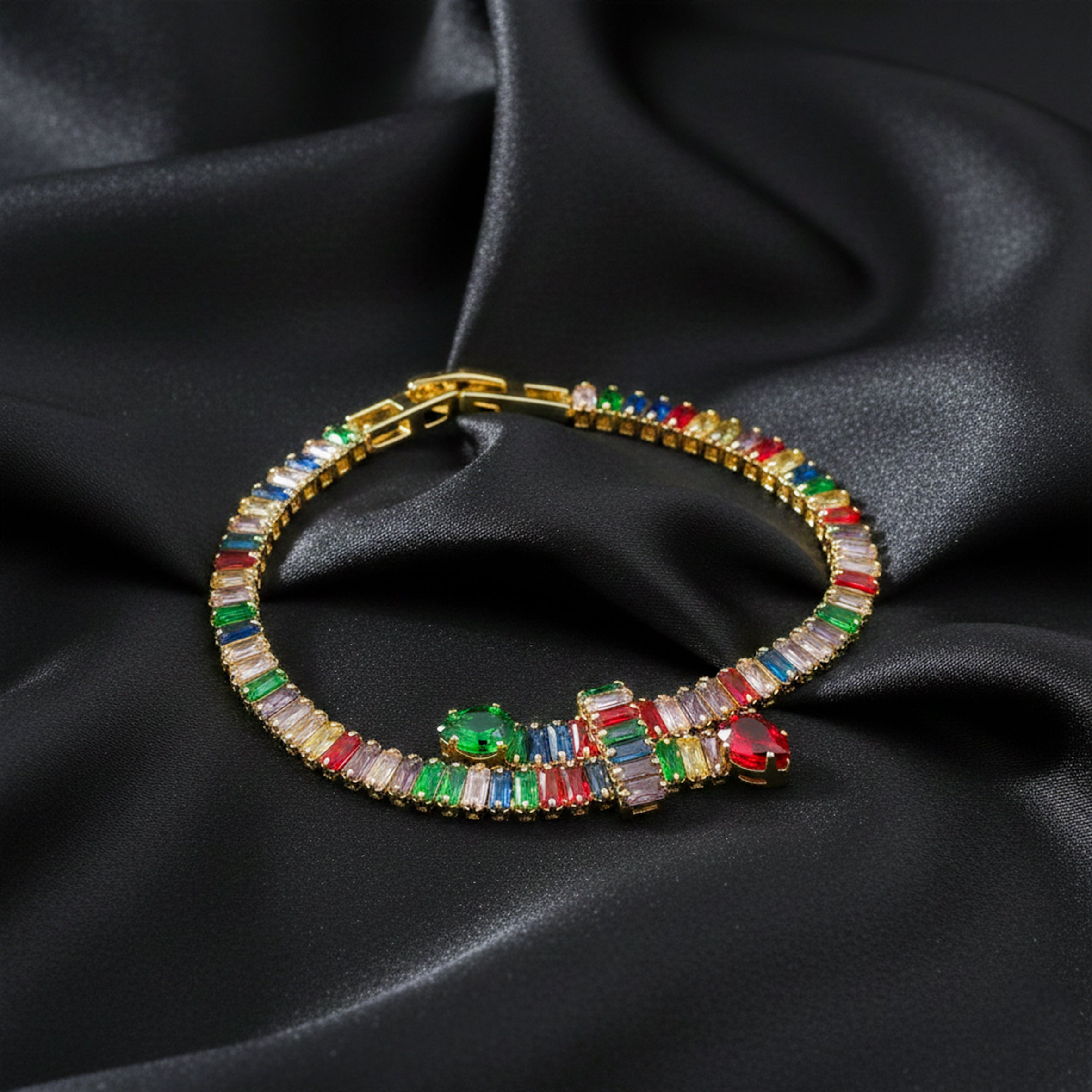 Rainbow Baguette Charm Bracelet GWB -128
