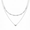 Silver Layered Heart & Spark Beaded Necklace GWN -64