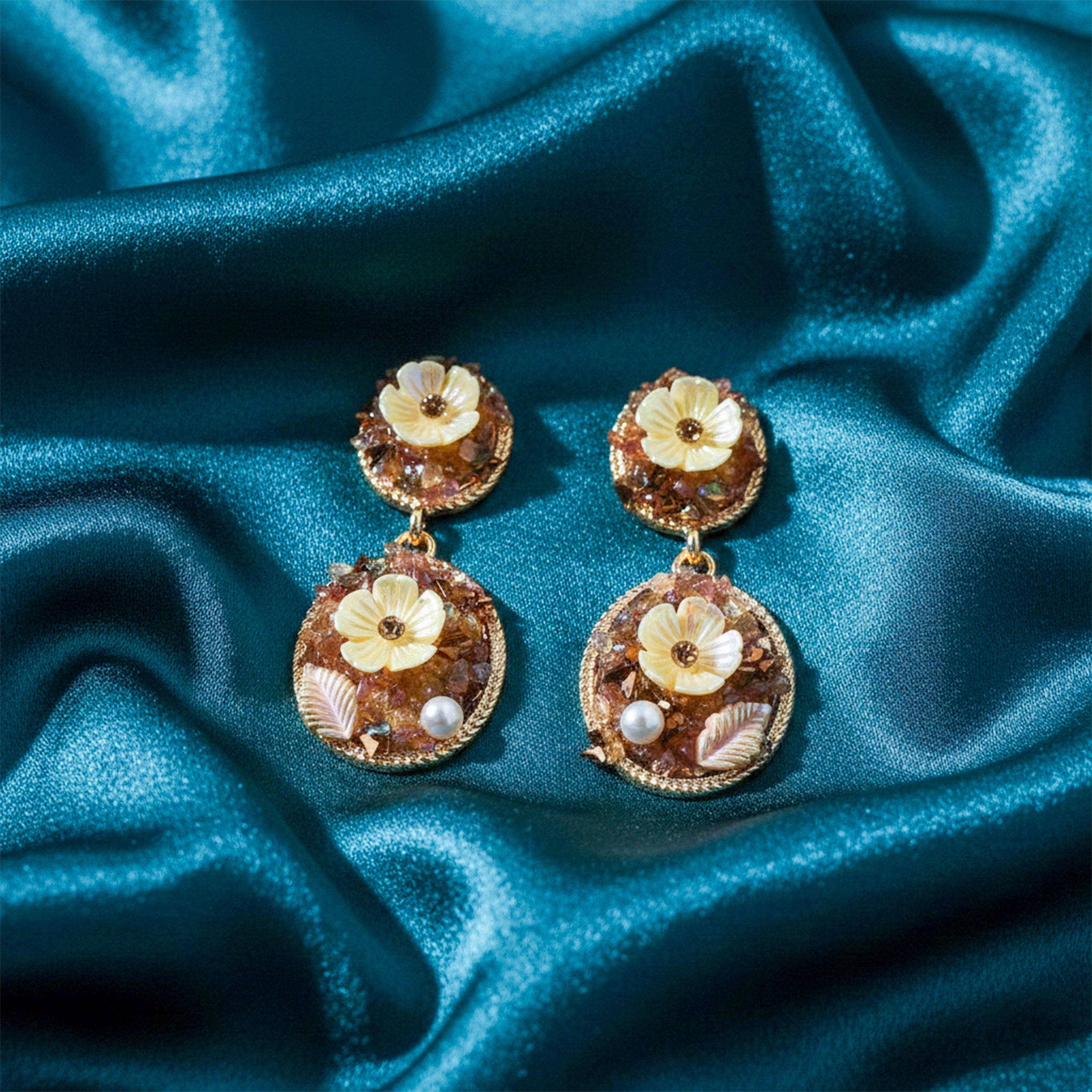 Golden Floral Earrings GWE -246