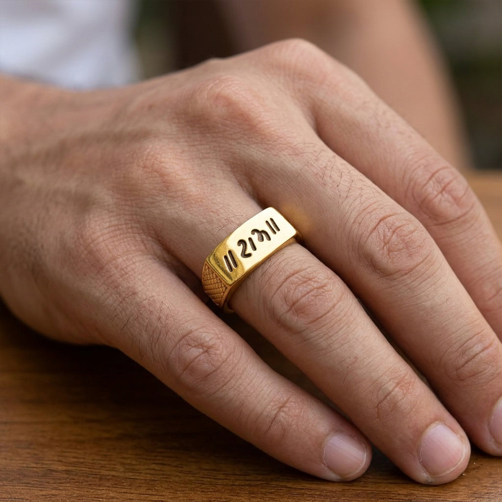 Men’s Black Om Symbol Gold-Tone Ring GMR -31