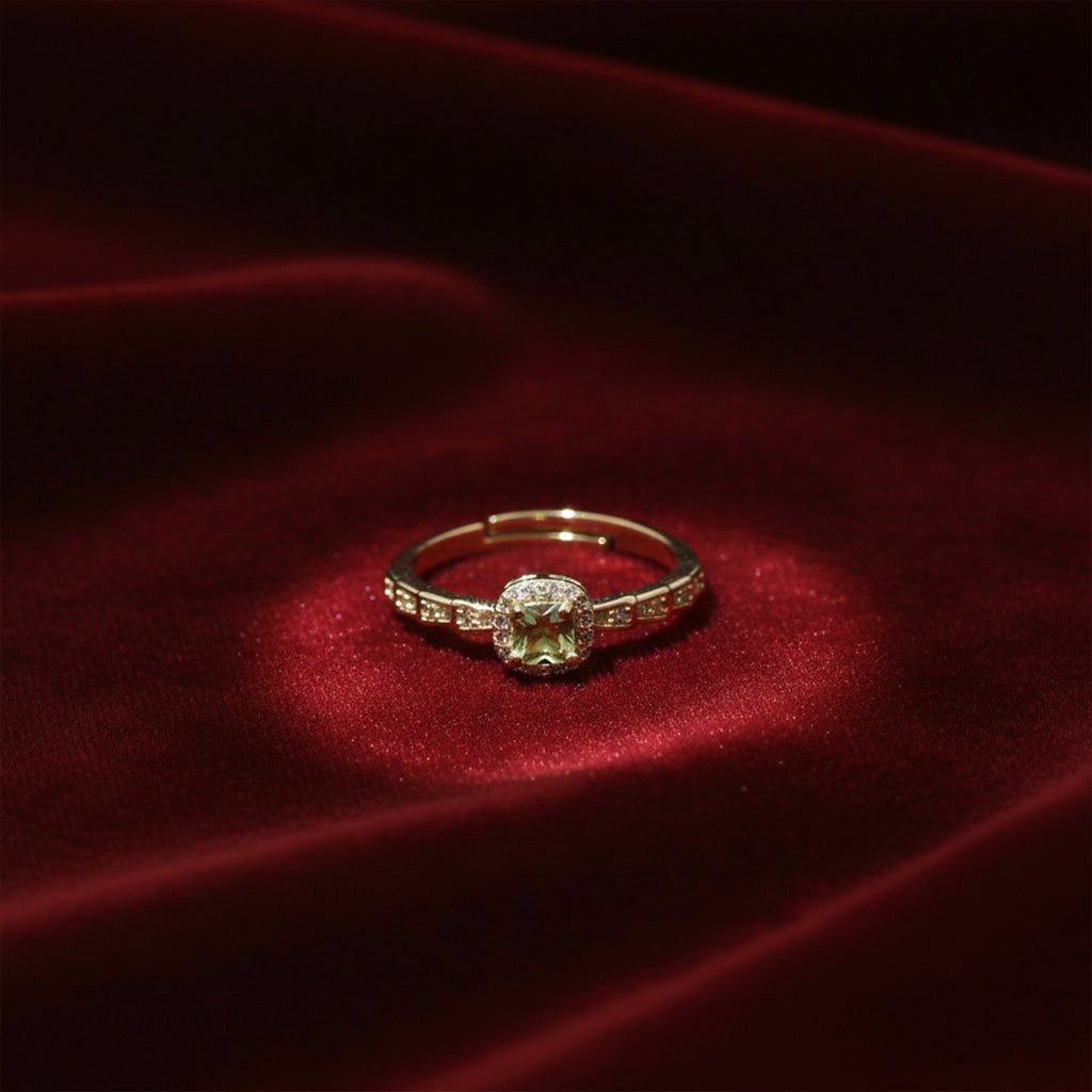 Golden Olive Halo Ring GWR -45