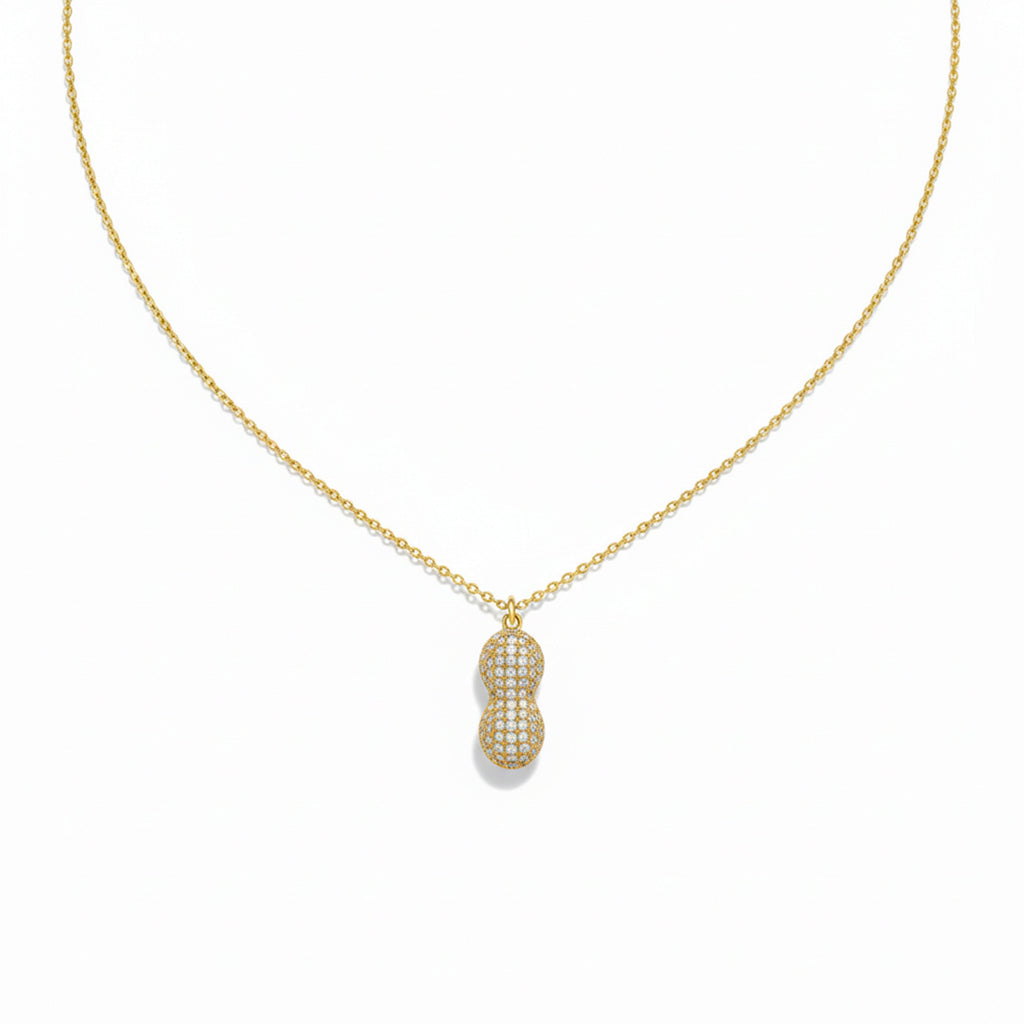 Golden Peanut Pearl Charm Necklace GWN -32