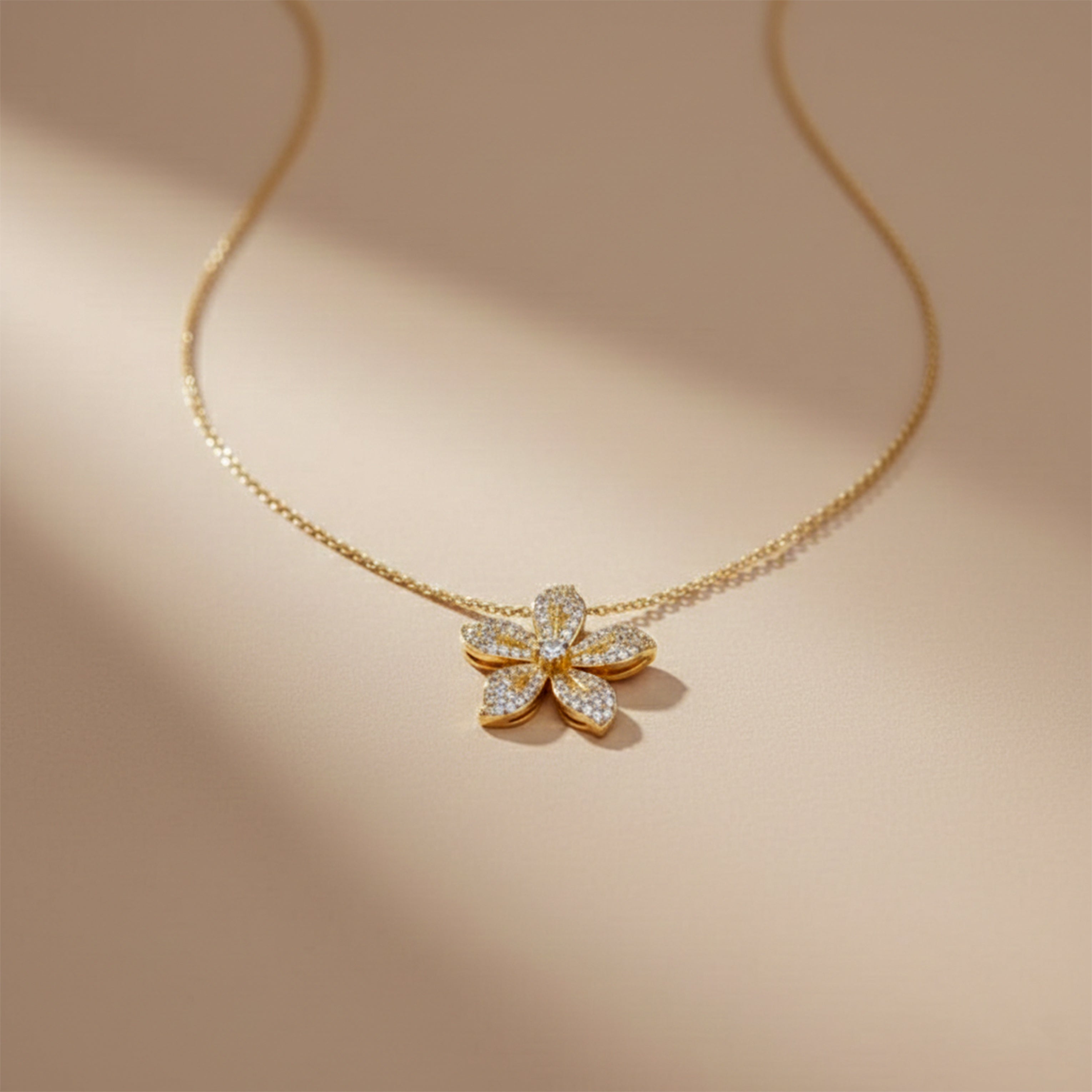 Brilliant Crystal Flower Statement Women Necklace GWN -144
