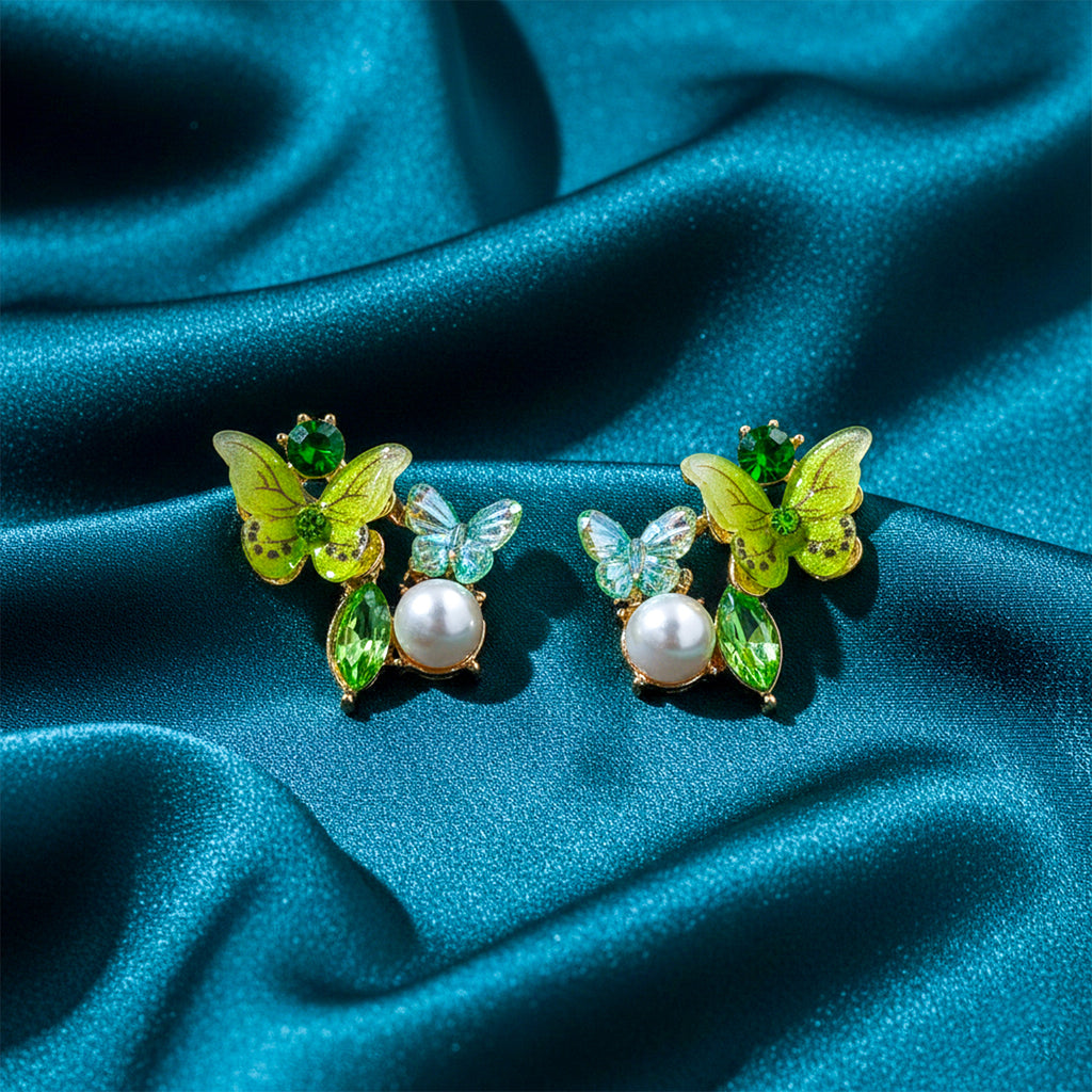 Green Butterfly Earrings -212