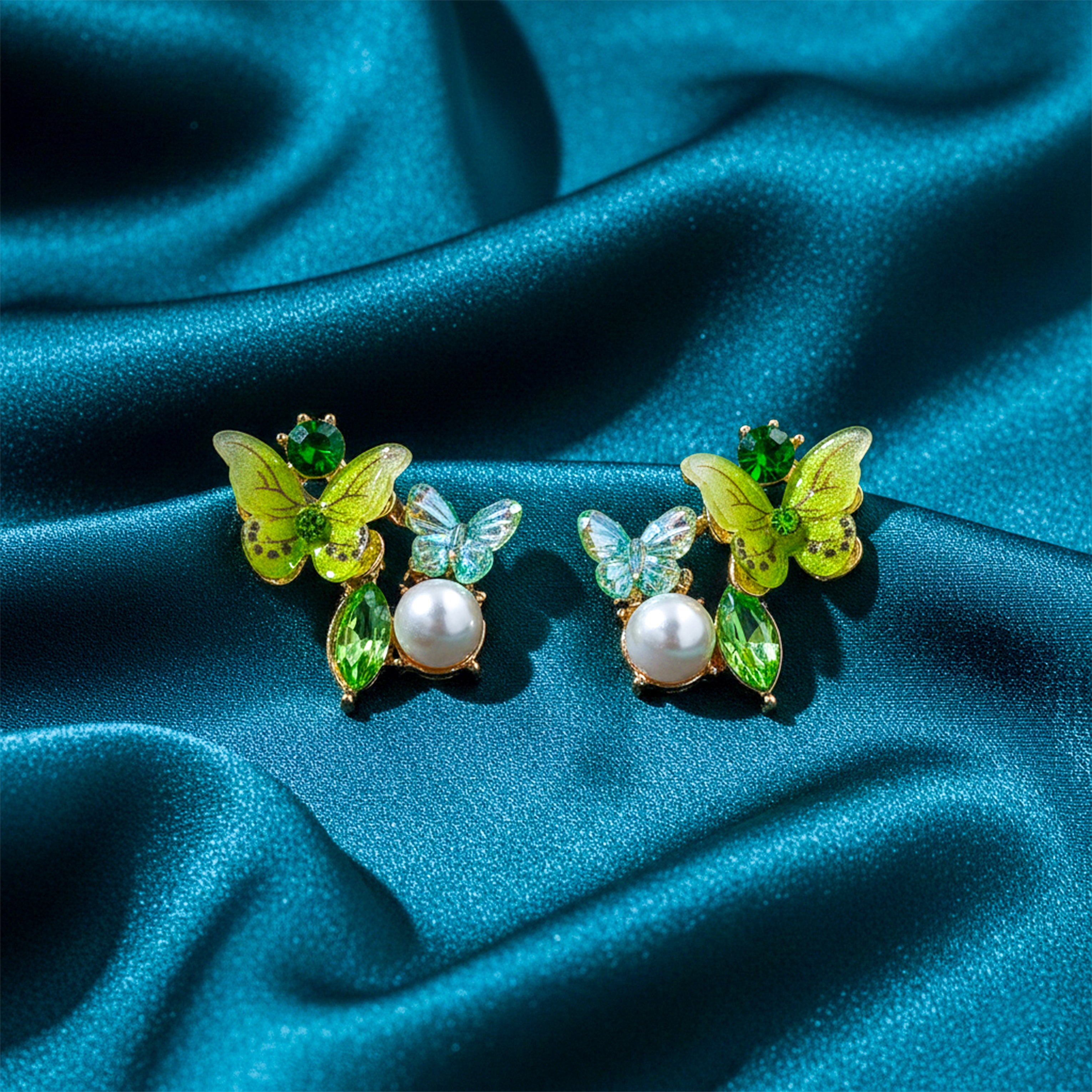 Green Butterfly Earrings -212