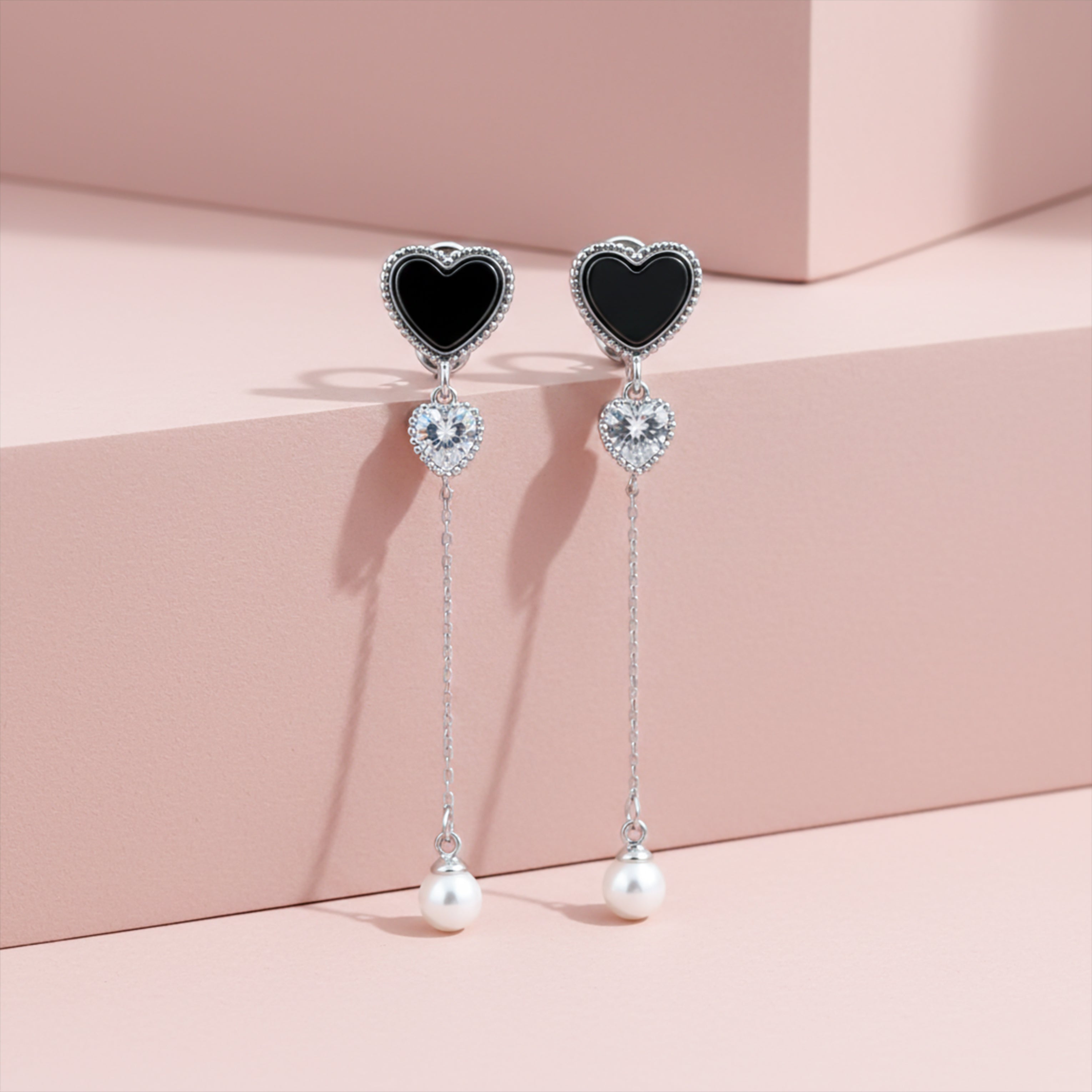Heart Pearl Drop Earrings GWE -85