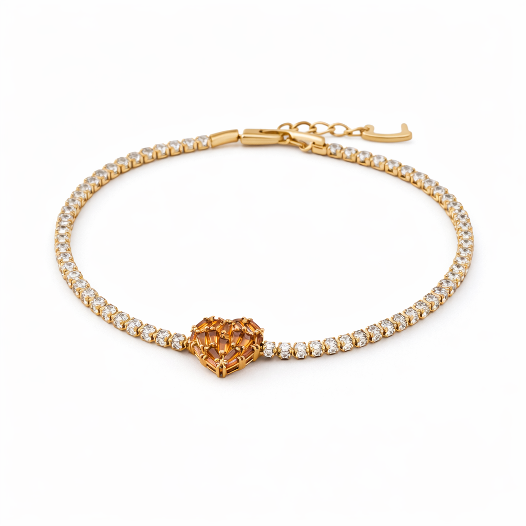 Golden Heart Tennis Bracelet GWB -99