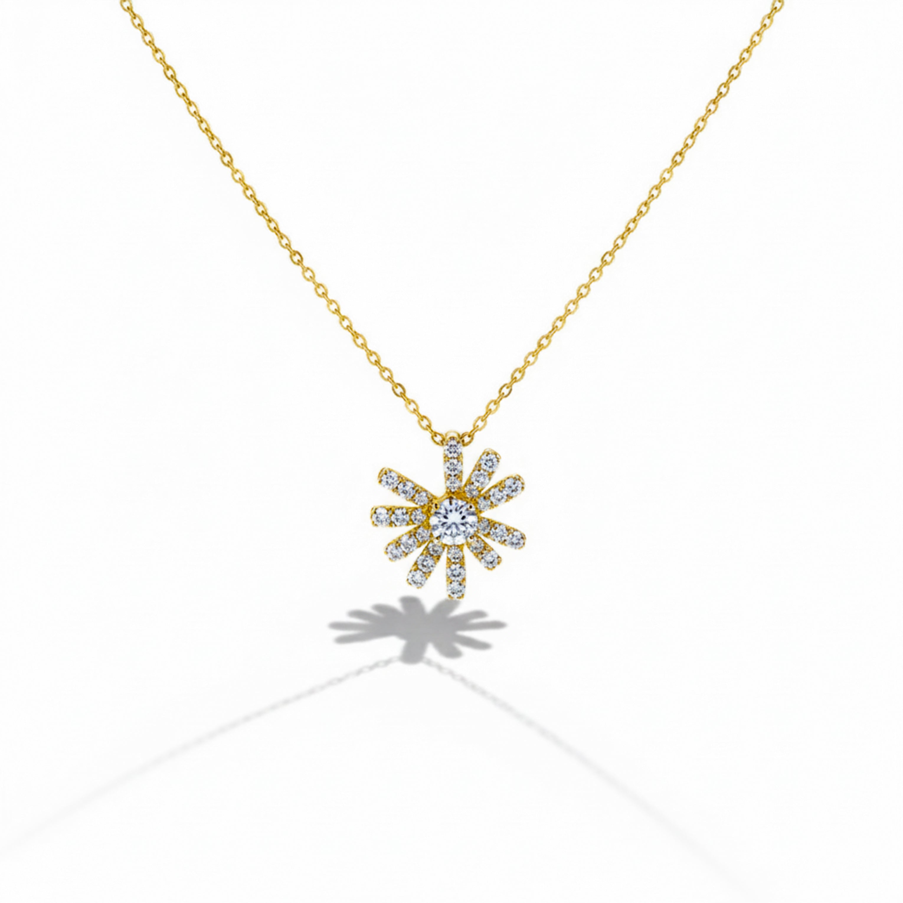 Gold Pavé Petal Sunburst Women Necklace GWN -149