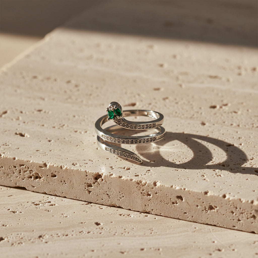 Emerald Serpent Wrap Ring GER -56