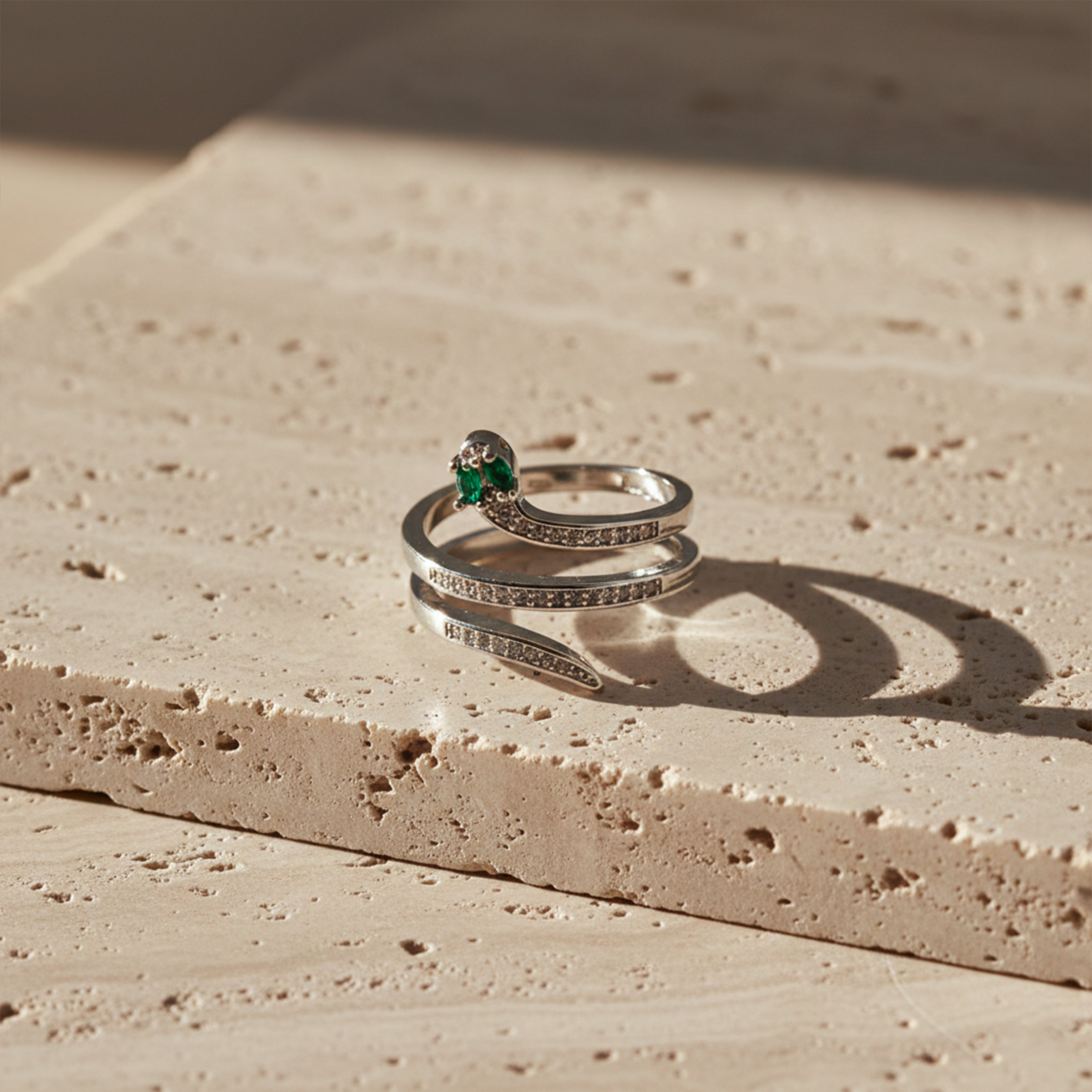 Emerald Serpent Wrap Ring GER -56