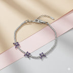Purple Floral Accent Tennis Bracelet GWB -134
