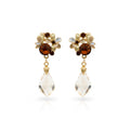 Brown Crystal Floral Drop Earrings GWE -195