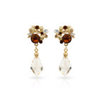 Brown Crystal Floral Drop Earrings GWE -195