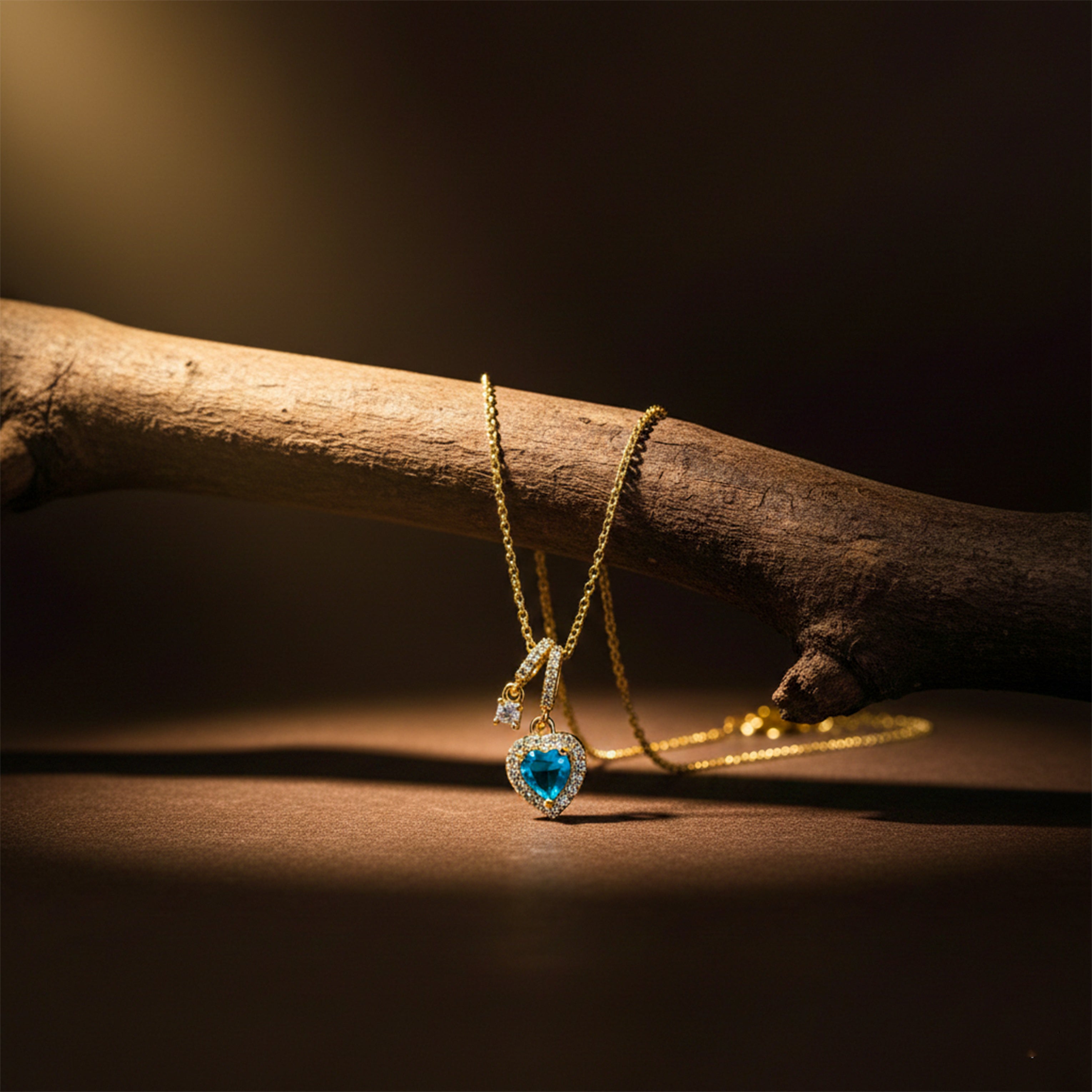 Blue Heart Drop Pendant Necklace GWN -110