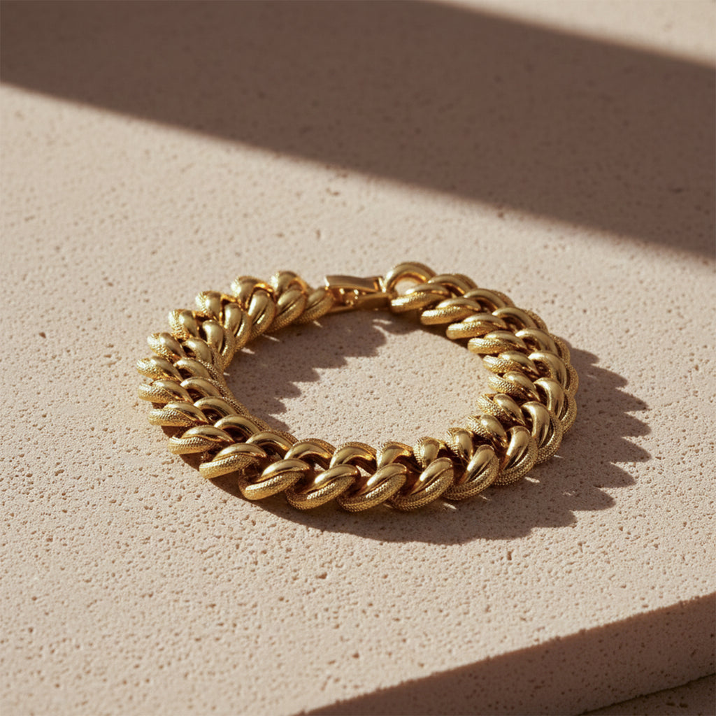 Men’s Gold-Tone Heavy Cuban Link Bracelet GMB -15
