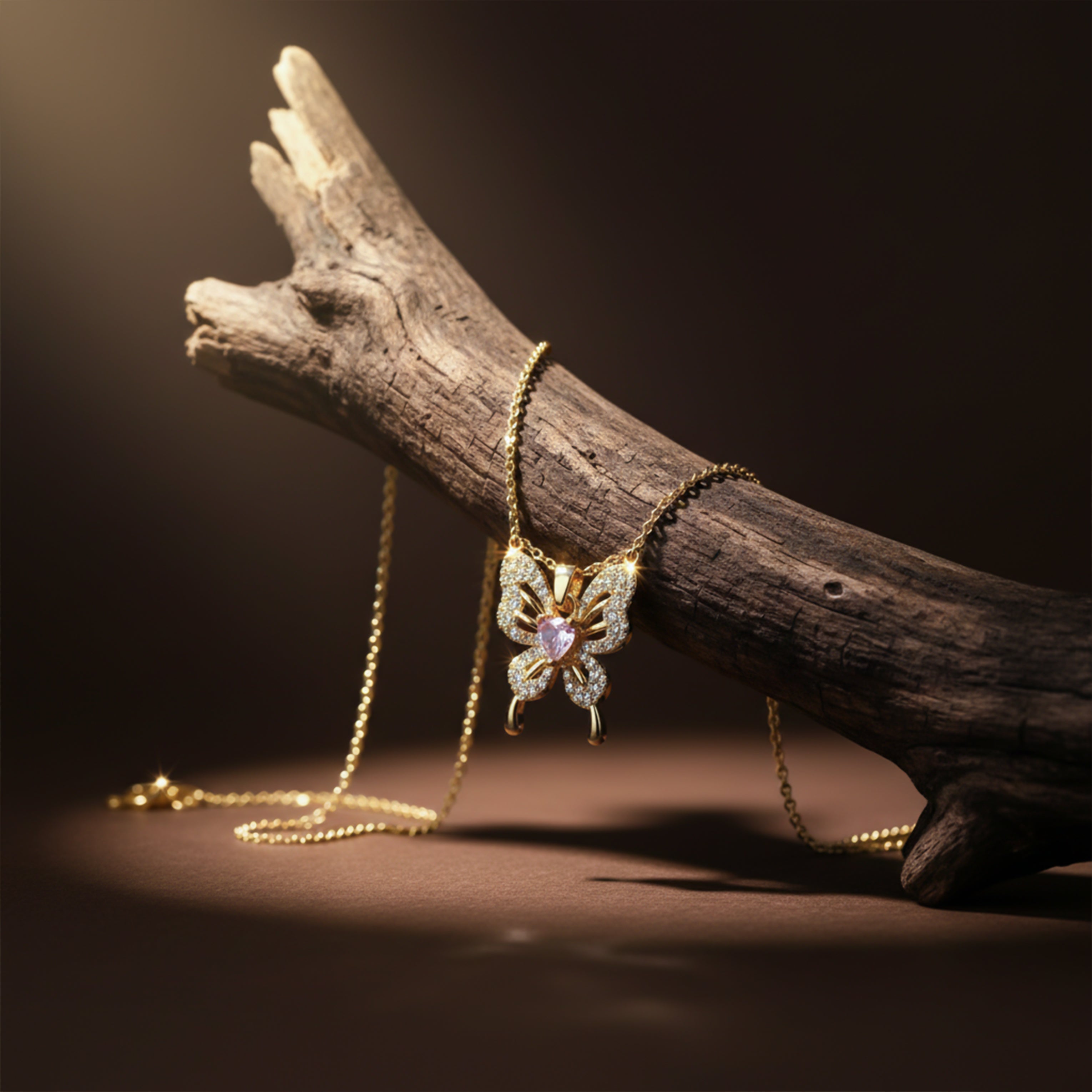 Pink Butterfly Pendant Necklace GWN -87