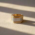 Men’s Gold-Tone Silver Textured Ring GMR -13