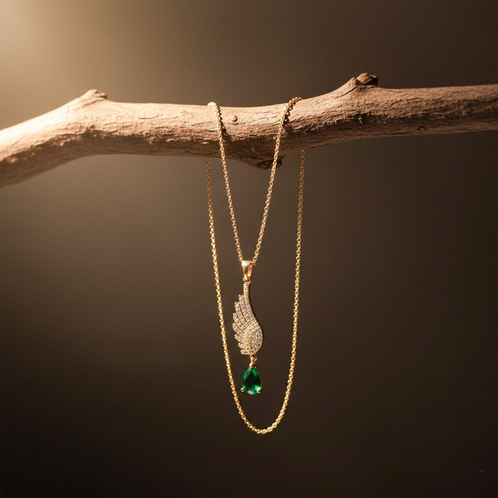 Wing Drop Pendant Necklace GWN -116