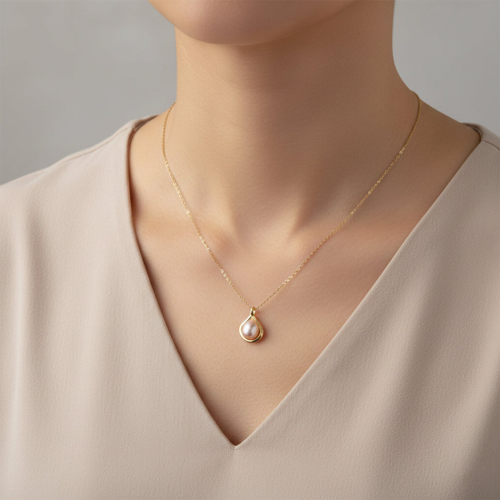 Pink Pearl Swirl Pendant Necklace GWN -34